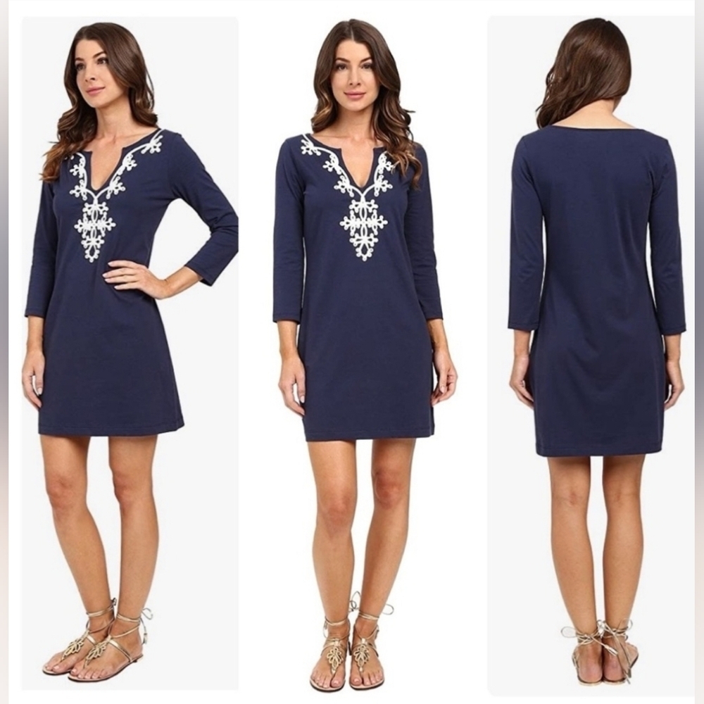 ❤️ NWOT! LILLY PULITZER PIMA COTTON MARINA NAVY MINI SHEATH DRESS, XXS